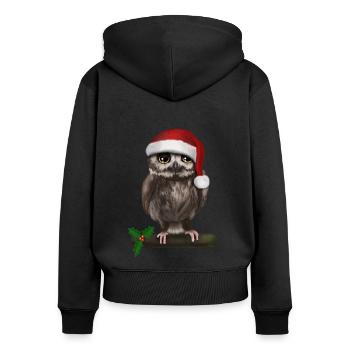 Noël Uhu Hibou - Bored - Sweat à capuche zippé Premium bio Femme - noir - Dos - Julia (174cm)