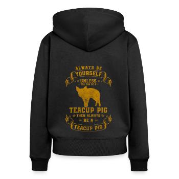 Teacup Piggy Züchter Hausschwein - Frauen Premium Bio Zip Hoodie - Schwarz - Hinten - Julia (174cm)