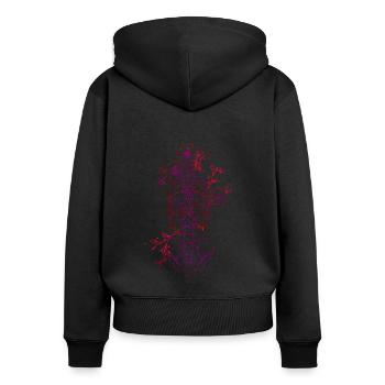 Menschlicher Skelett Torso mit Blumen in lila pink - Frauen Premium Bio Zip Hoodie - Schwarz - Hinten - Julia (174cm)
