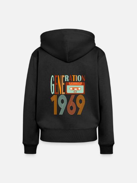 Generation 1969 - Frauen Premium Bio Zip Hoodie - Schwarz