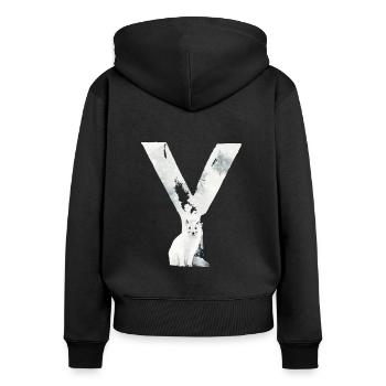 Y – decorative character – winter - Women's Premium Organic Zip Hoodie - black - Back - Julia (174cm)