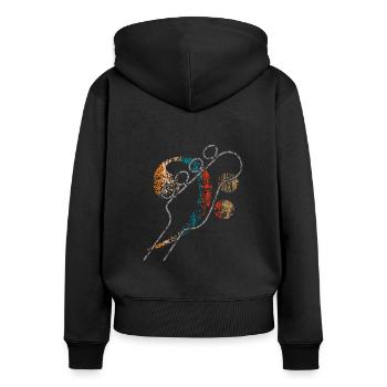 Du hörst die Musik und spürst den Bass - Frauen Premium Bio Zip Hoodie - Schwarz - Hinten - Julia (174cm)