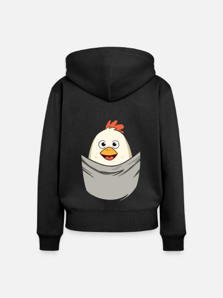 Chicken In Pocket - Frauen Premium Bio Zip Hoodie - Schwarz