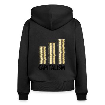 Capitalisme - Sweat à capuche zippé Premium bio Femme - noir - Dos - Julia (174cm)