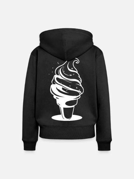 Softeis Zeichnung - Frauen Premium Bio Zip Hoodie - Schwarz