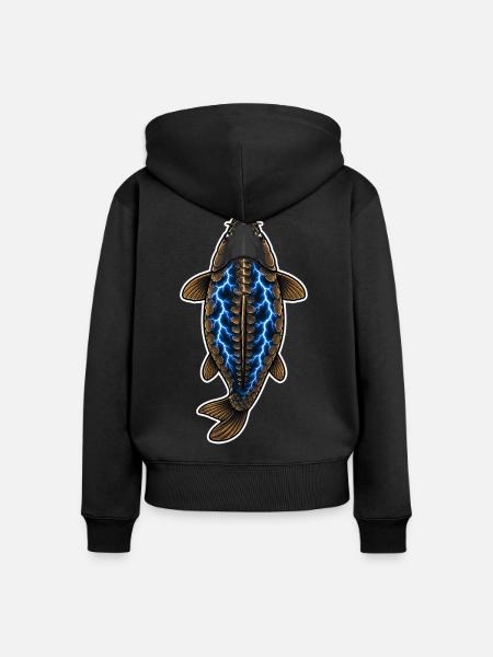 Spiegelkarpfenfischen - Frauen Premium Bio Zip Hoodie - Schwarz