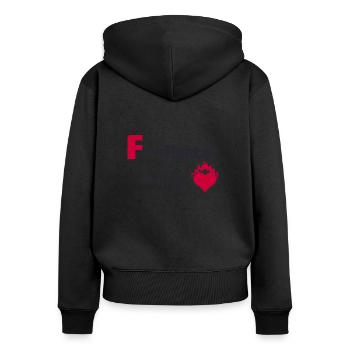 Femme de pompier - Sweat à capuche zippé Premium bio Femme - noir - Dos - Julia (174cm)
