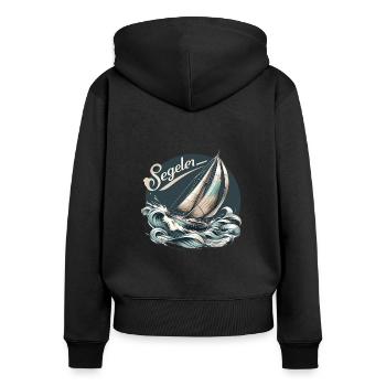 Segler segeln mit einem Segelboot - Frauen Premium Bio Zip Hoodie - Schwarz - Hinten - Julia (174cm)