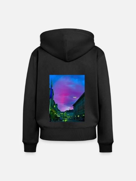 Crazy sky - Frauen Premium Bio Zip Hoodie - Schwarz