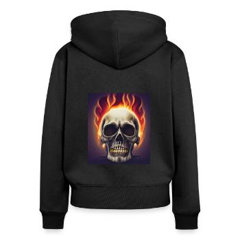 Skull fire - Sweat à capuche zippé Premium bio Femme - noir - Dos - Julia (174cm)