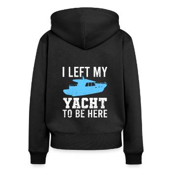 Yacht Segelschiff Vintage Sailing Sprüche - Frauen Premium Bio Zip Hoodie - Schwarz - Hinten - Julia (174cm)