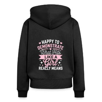 Girl power in martial arts - Women's Premium Organic Zip Hoodie - black - Back - Julia (174cm)