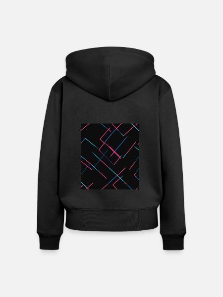 Abstrakte Neonlinien - Frauen Premium Bio Zip Hoodie - Schwarz