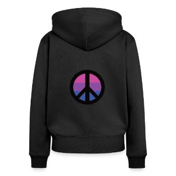Signe de paix bisexuel Hippie LGBT - Sweat à capuche zippé Premium bio Femme - noir - Dos - Julia (174cm)