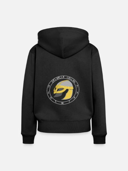 Wikingerhelm mit Runen - Frauen Premium Bio Zip Hoodie - Schwarz