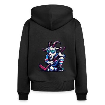 Conception de l’équipe de gardien de but de chèvre de hockey sur glace - Sweat à capuche zippé Premium bio Femme - noir - Dos - Julia (174cm)