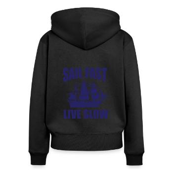 Sail fast Live slow - Women's Premium Organic Zip Hoodie - black - Back - Julia (174cm)