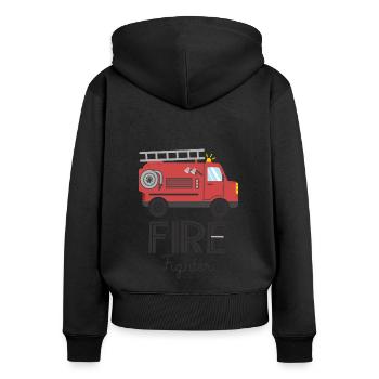 pompier camion de pompiers sapeurs pompiers - Sweat à capuche zippé Premium bio Femme - noir - Dos - Julia (174cm)