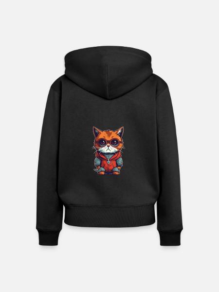cool cat - Frauen Premium Bio Zip Hoodie - Schwarz