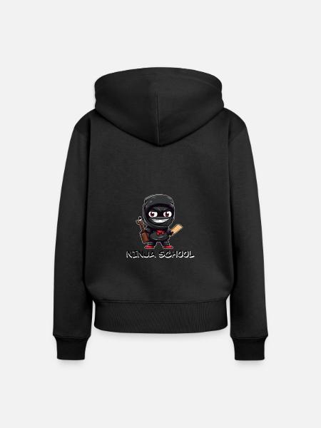 school ninja - Frauen Premium Bio Zip Hoodie - Schwarz