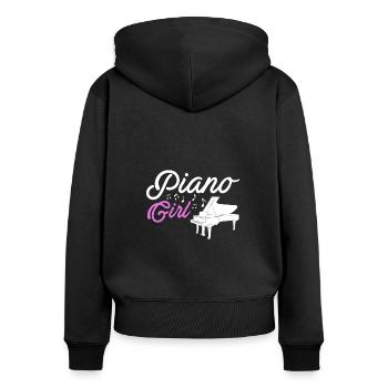 Piano Girl Geschenk Klavier Spielerin - Frauen Premium Bio Zip Hoodie - Schwarz - Hinten - Julia (174cm)