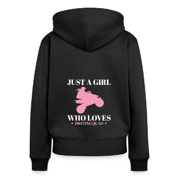 Juste un gilr qui aime conduire un quad - Sweat à capuche zippé Premium bio Femme - noir - Dos - Julia (174cm)