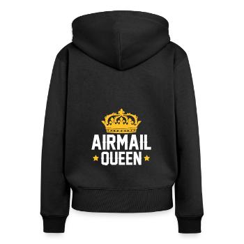 Airmail Queen Cornhole Shirt Gift - Women's Premium Organic Zip Hoodie - black - Back - Julia (174cm)