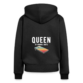 Queen Of Airmail Shots Chemise Cadeau Cornhole - Sweat à capuche zippé Premium bio Femme - noir - Dos - Julia (174cm)