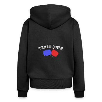 Airmail Queen Cornhole Shirt Gift - Women's Premium Organic Zip Hoodie - black - Back - Julia (174cm)
