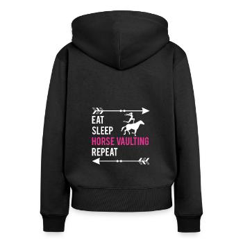 Eat Sleep Horse Vaulting Repeat Voltagieren - Frauen Premium Bio Zip Hoodie - Schwarz - Hinten - Julia (174cm)