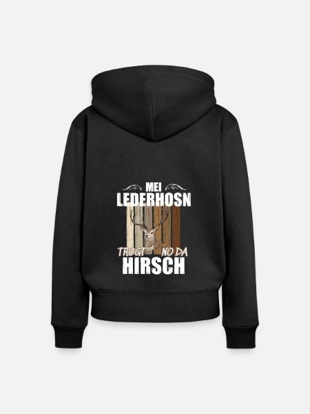 Basst Scho | Trachten Hirsch - Frauen Premium Bio Zip Hoodie - Schwarz