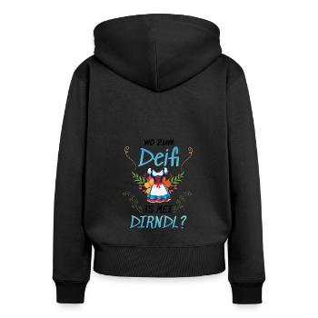 Dirndl Trachten Ersatz für - Frauen Premium Bio Zip Hoodie - Schwarz - Hinten - Julia (174cm)
