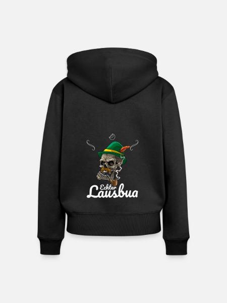 Lausbua Lederhosen - Frauen Premium Bio Zip Hoodie - Schwarz