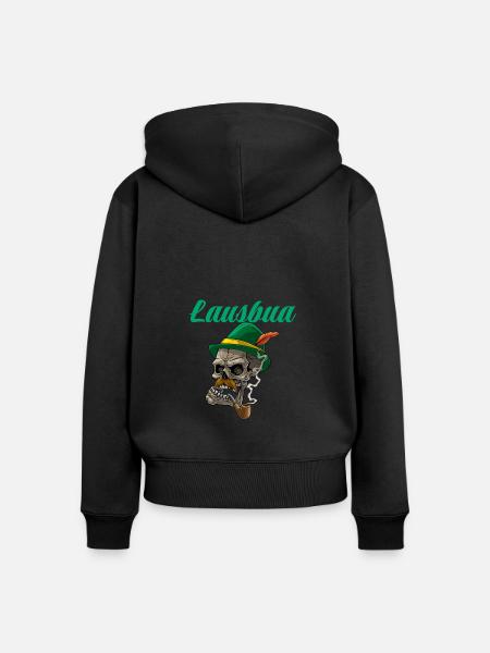 Lausbua Lederhosen - Frauen Premium Bio Zip Hoodie - Schwarz