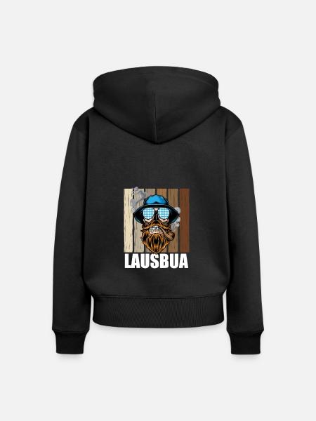 Lausbua Lederhosen - Frauen Premium Bio Zip Hoodie - Schwarz