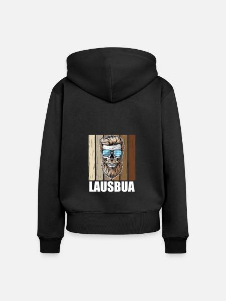 Lausbua Lederhosen - Frauen Premium Bio Zip Hoodie - Schwarz