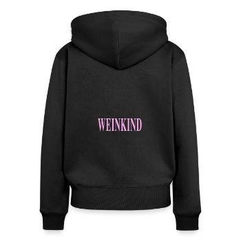 Weinkind Wein Alkohol Trinker Rot - Weisswein - Frauen Premium Bio Zip Hoodie - Schwarz - Hinten - Julia (174cm)