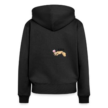 Weinkind Wein Alkohol Trinker Rot - Weisswein - Frauen Premium Bio Zip Hoodie - Schwarz - Hinten - Julia (174cm)