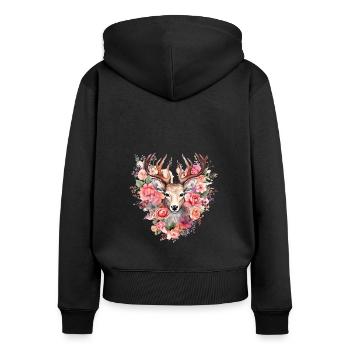 Ersatz Dirndl Hirschgeweih Hirsch - Frauen Premium Bio Zip Hoodie - Schwarz - Hinten - Julia (174cm)