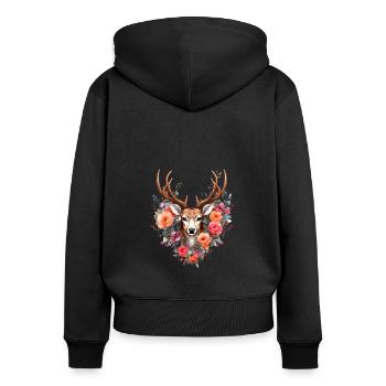 Ersatz Dirndl Hirschgeweih Hirsch - Frauen Premium Bio Zip Hoodie - Schwarz - Hinten - Julia (174cm)