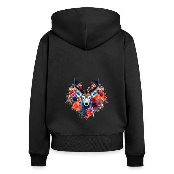 Ersatz Dirndl Hirschgeweih Hirsch - Frauen Premium Bio Zip Hoodie - Schwarz - Hinten - Julia (174cm)