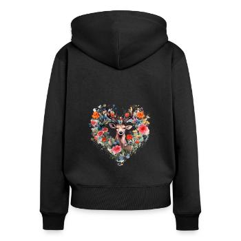 Ersatz Dirndl Hirschgeweih Hirsch - Frauen Premium Bio Zip Hoodie - Schwarz - Hinten - Julia (174cm)