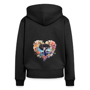 Ersatz Dirndl Hirschgeweih Hirsch - Frauen Premium Bio Zip Hoodie - Schwarz - Hinten - Julia (174cm)