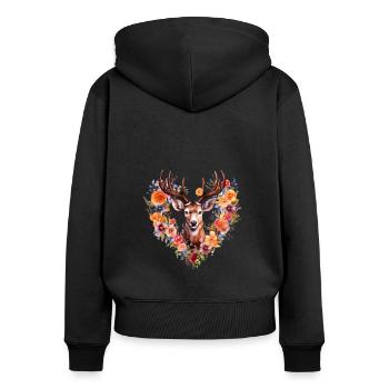 Ersatz Dirndl Hirschgeweih Hirsch - Frauen Premium Bio Zip Hoodie - Schwarz - Hinten - Julia (174cm)