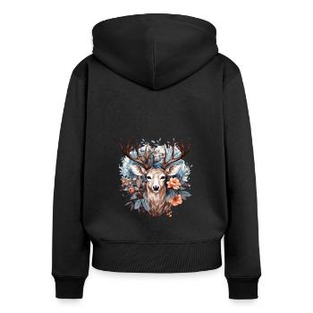 Ersatz Dirndl Hirschgeweih Hirsch - Frauen Premium Bio Zip Hoodie - Schwarz - Hinten - Julia (174cm)