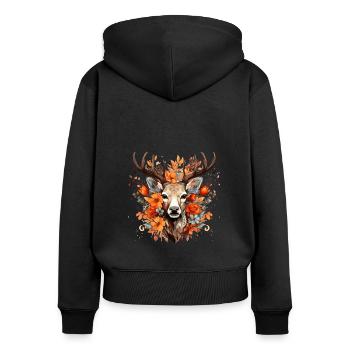 Ersatz Dirndl Hirschgeweih Hirsch - Frauen Premium Bio Zip Hoodie - Schwarz - Hinten - Julia (174cm)