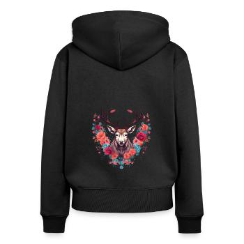 Ersatz Dirndl Hirschgeweih Hirsch - Frauen Premium Bio Zip Hoodie - Schwarz - Hinten - Julia (174cm)