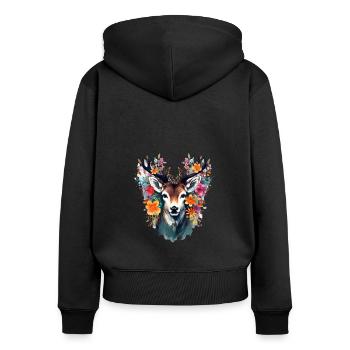 Ersatz Dirndl Hirschgeweih Hirsch - Frauen Premium Bio Zip Hoodie - Schwarz - Hinten - Julia (174cm)