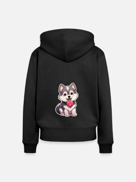 Husky Dog Lover Mom & Dad Valentine's Day - Women's Premium Organic Zip Hoodie - black