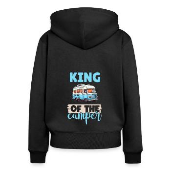 Camping-Liebhaber Wohnmobil für den Außenbereich - Frauen Premium Bio Zip Hoodie - Schwarz - Hinten - Julia (174cm)